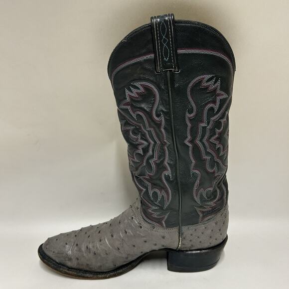 Tony Lama El Rey Gray Full Quill Ostrich Cowboy Boots
